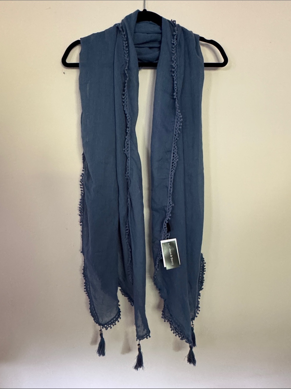 Women's Lightweight Tassel Edge Scarf in Slate Blue